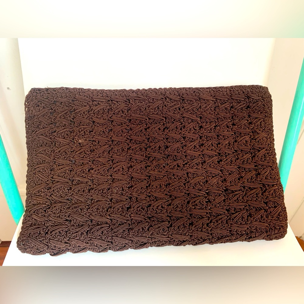 Vintage M.E. Product Large Chocolate Brown Crochet Clutch Bag